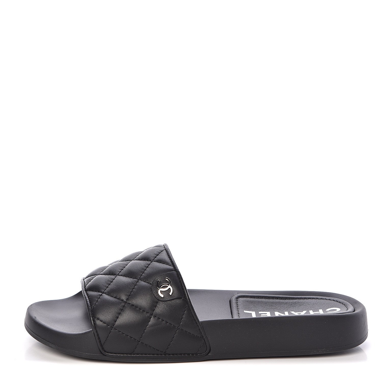 Chanel Lambskin Quilted CC Mules Sandals 37 Black 1 of 8