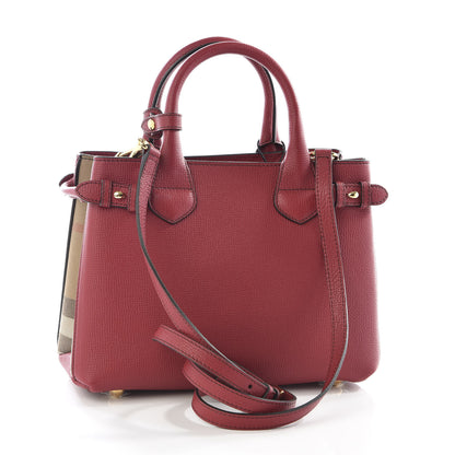 Burberry Grainy Calfskin House Check Small Banner Tote Red 2 of 8