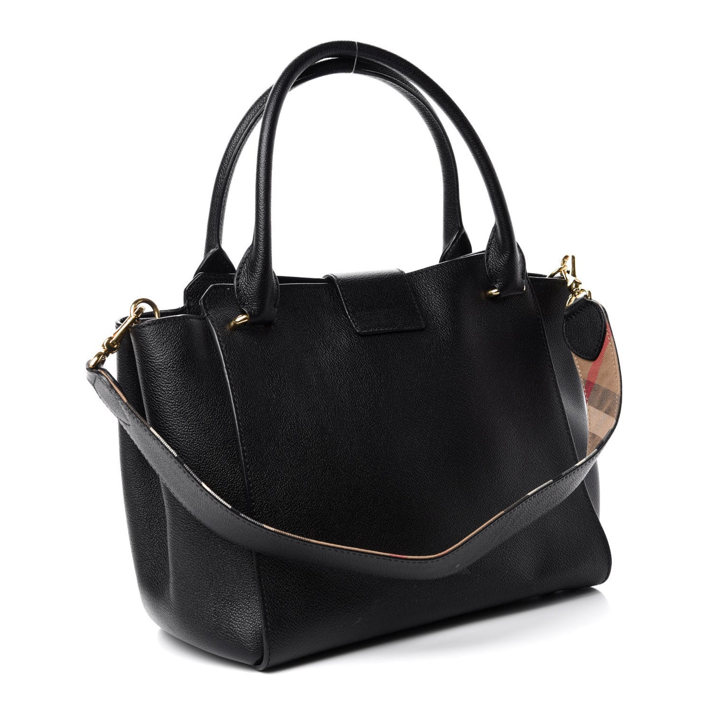 Soft Grain Calfskin Medium Buckle Tote Black
