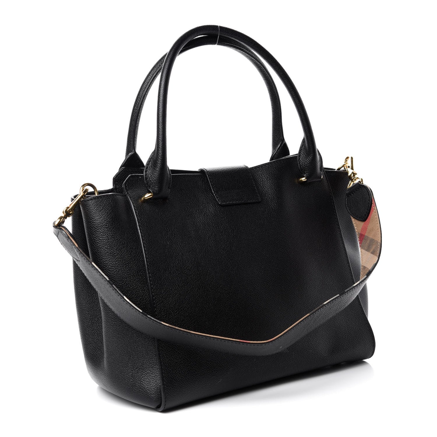 Burberry Soft Grain Calfskin Medium Buckle Tote Black 3 of 12