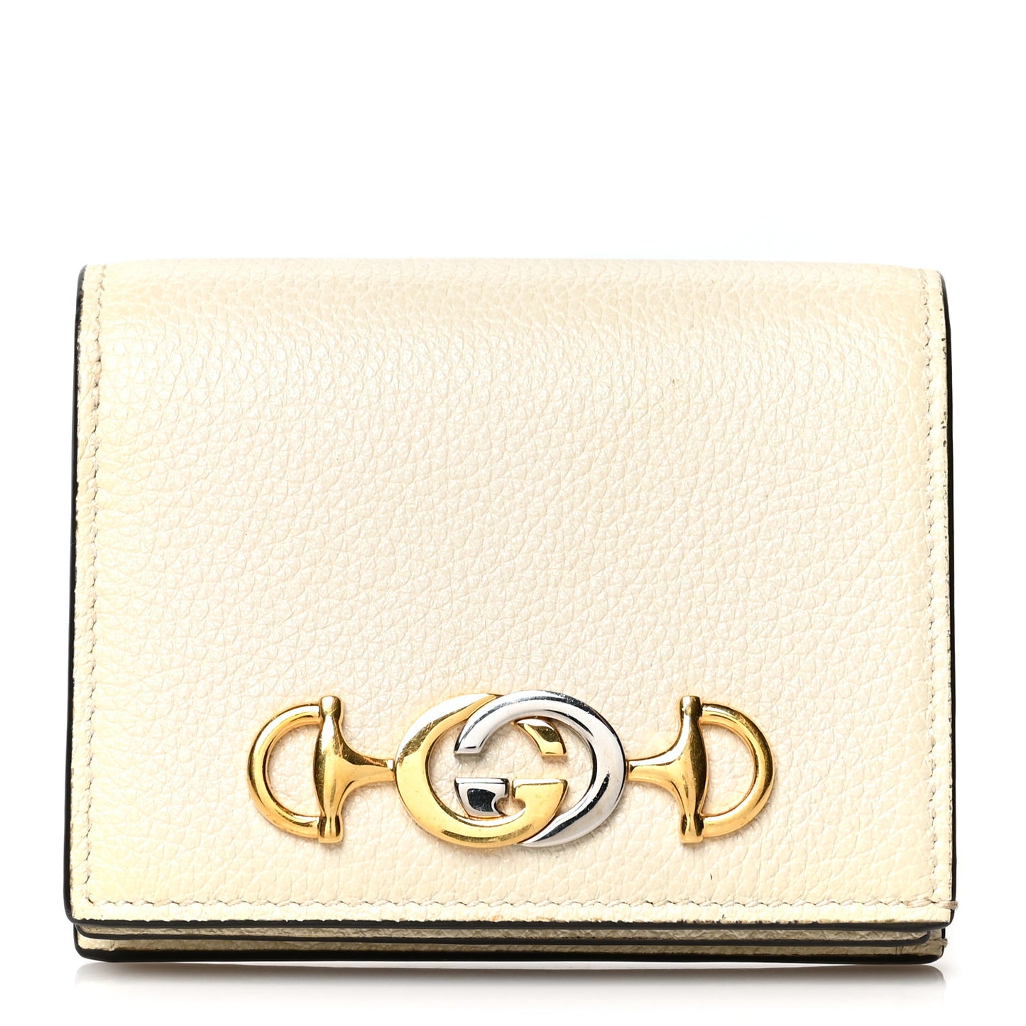 Grainy Calfskin Zumi Chain Card Case Wallet White