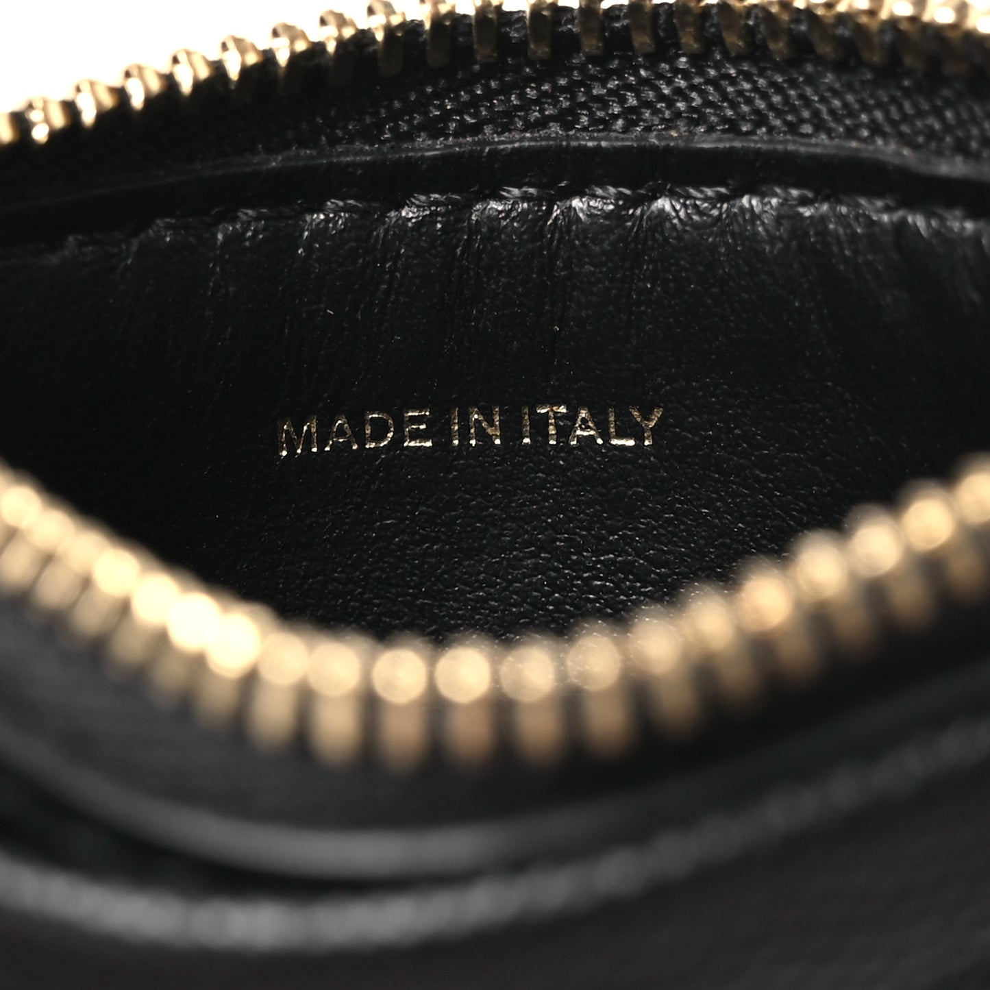 Grainy Calfskin Zip TB Card Case Black