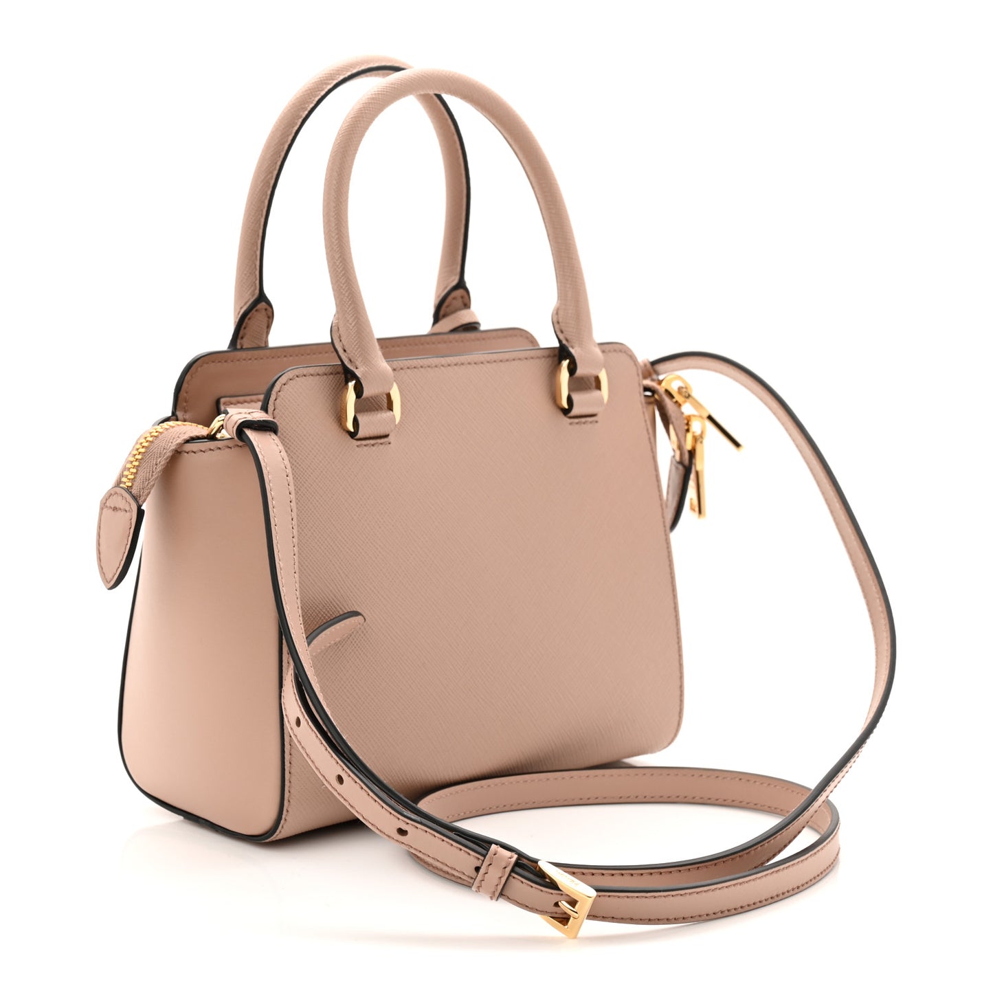 Saffiano Soft Calfskin Mini Zippered Tote Cipria