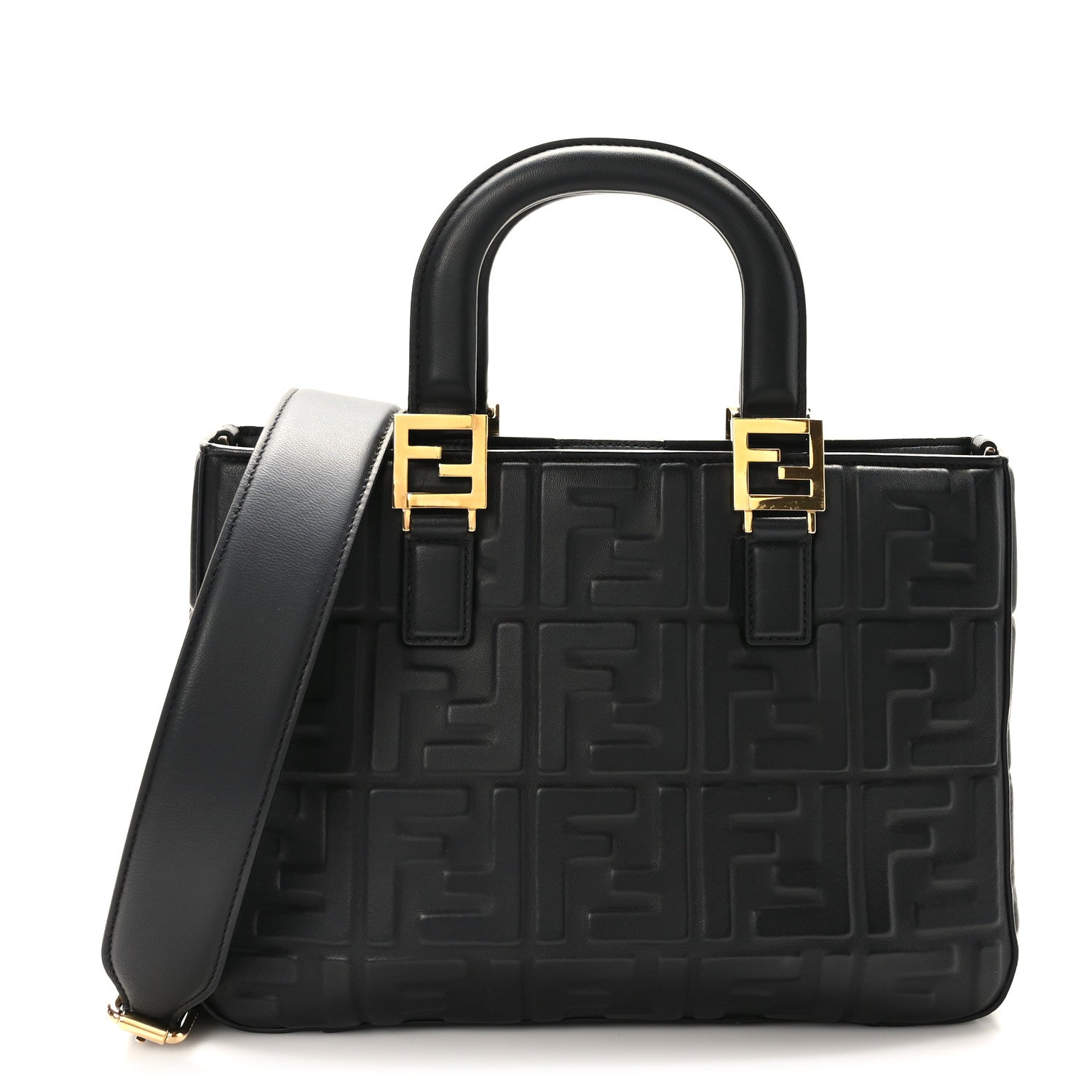 Fendi Nappa FF 1974 Embossed Small FF Tote Black 1 of 9