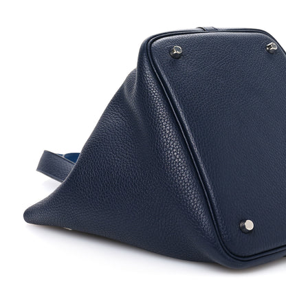 Hermes Taurillon Clemence Swift Eclat Picotin Lock 22 MM Bleu Nuit Bleu Zellige 9 of 10