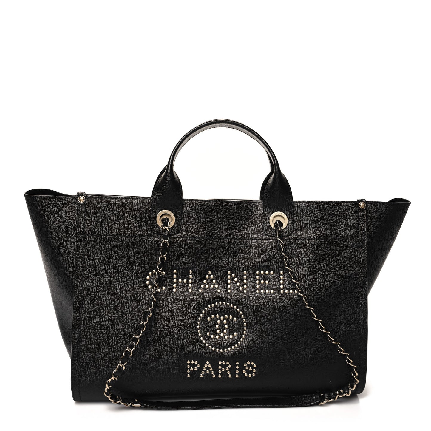 Caviar Large Studded Deauville Tote Black