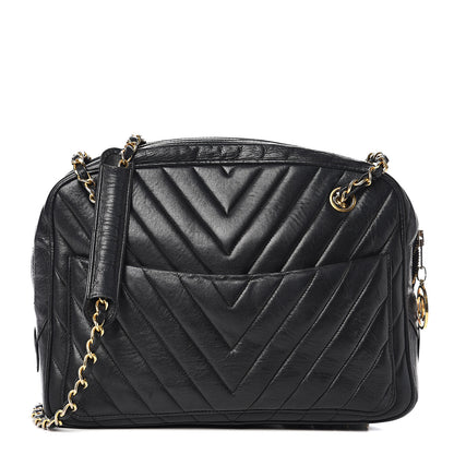 Chanel Lambskin Chevron Quilted Shoulder Bag Black 1 of 12