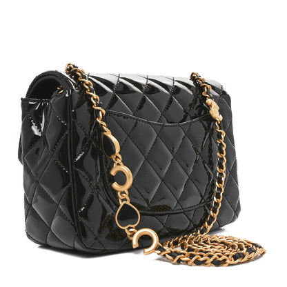 Chanel Patent Enamel Quilted Small Coco Hearts Square Flap Black 2 of 10
