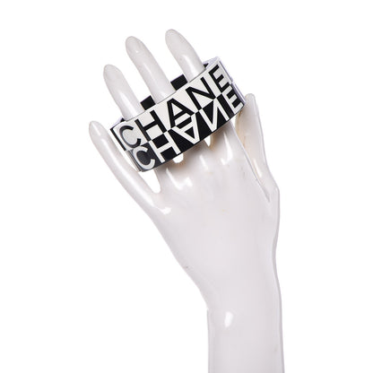 Chanel Resin CC Cuff Bracelet Black White 2 of 4
