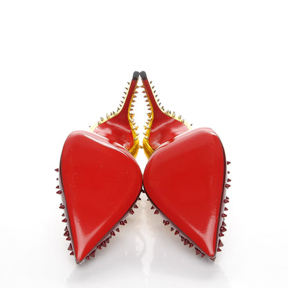 Christian Louboutin Patent Goldocross Spike 100 Pumps 39 Carmin 5 of 8