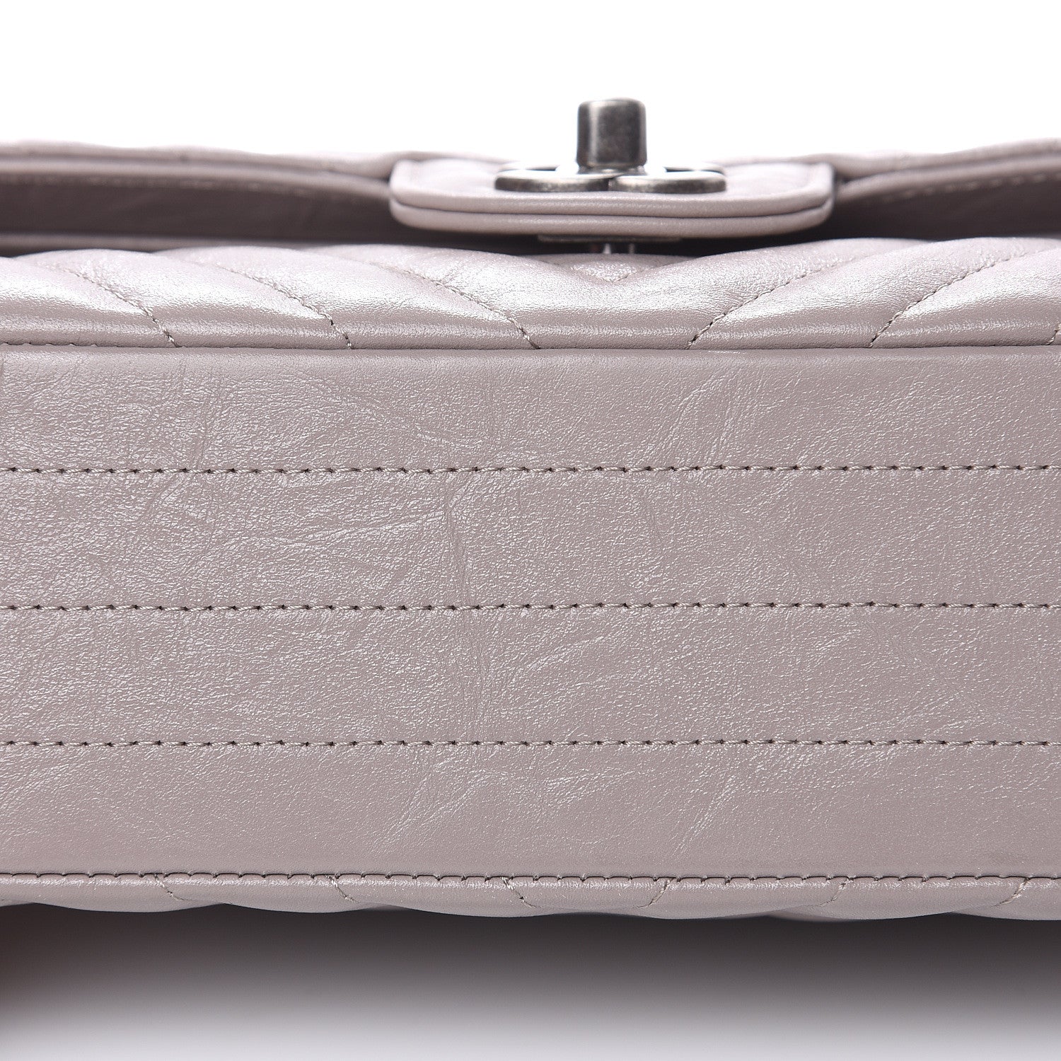 Chanel Iridescent Calfskin Chevron Quilted Medium Double Flap Grey 10 of 10
