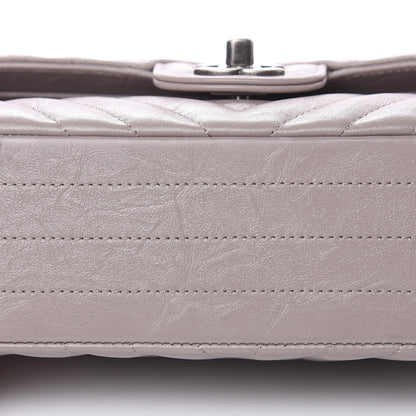 Chanel Iridescent Calfskin Chevron Quilted Medium Double Flap Grey 10 of 10