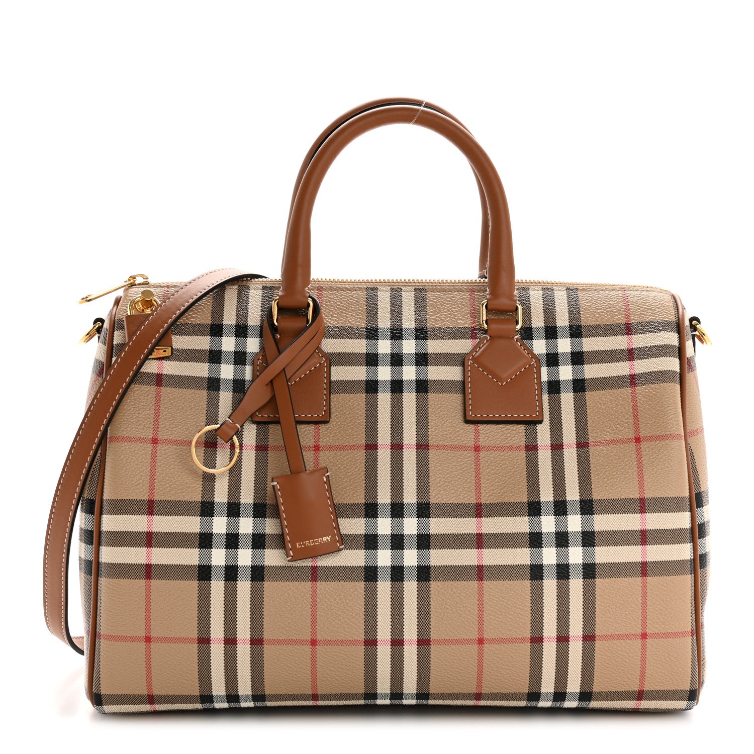 Burberry Horseferry Check Medium Bowling Bag Tan 1736431 – FASHIONPHILE