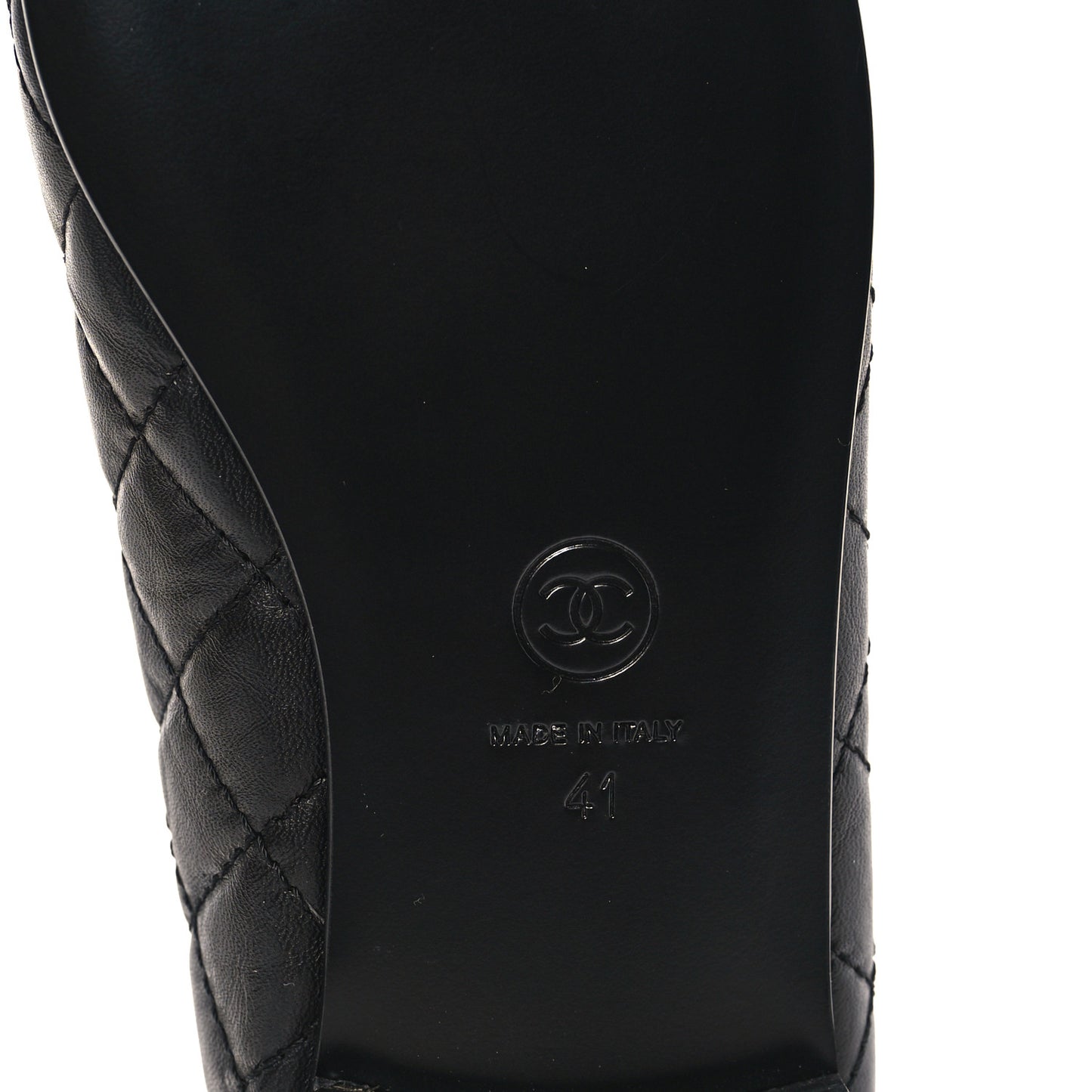 Aged Calfskin Quilted CC Cap Toe Ballerina Flats 41 Black