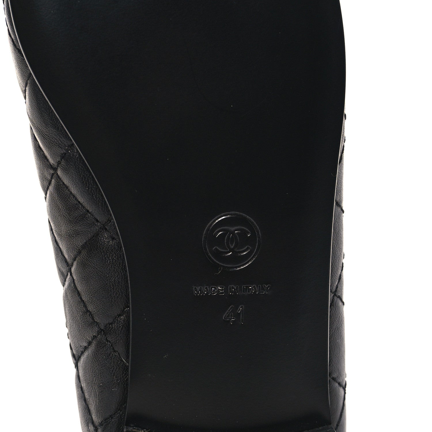 Chanel Aged Calfskin Quilted CC Cap Toe Ballerina Flats 41 Black 8 of 8