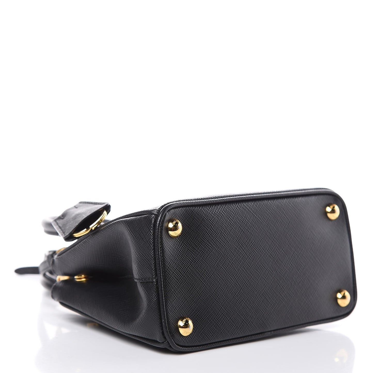Saffiano Lux Mini Galleria Double Zip Tote Black