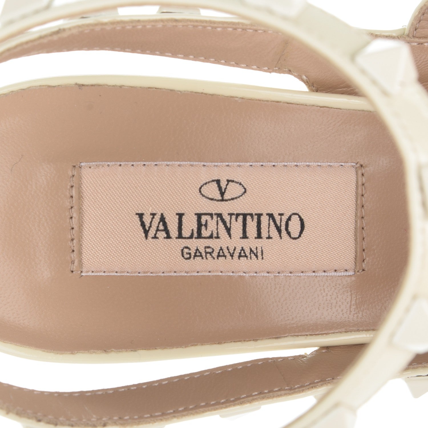 Valentino Garavani Patent Rockstud Ankle Strap Pumps 37 Light Ivory 7 of 7