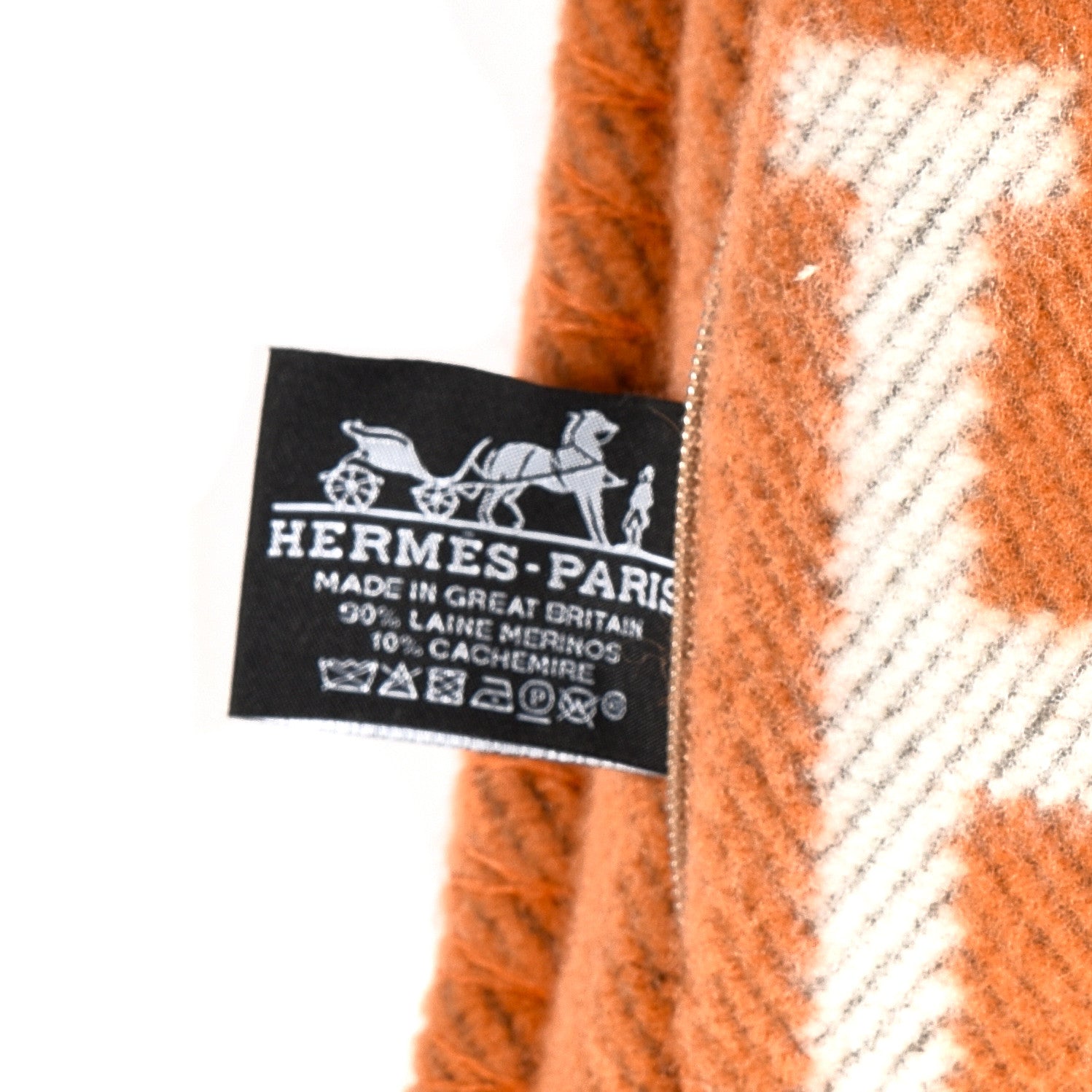 Hermes Wool Cashmere Avalon Pillow PM Ecru Potiron 3 of 3