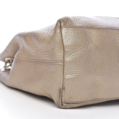 Gucci Metallic Pebbled Calfskin Medium Soho Chain Shoulder Bag Golden Beige 10 of 13