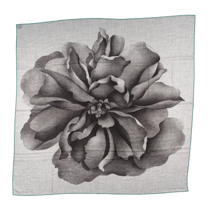 Hermes Cashmere Silk Une Rose Pour Alma Shawl 140 Gris Chine Sepia 1 of 6
