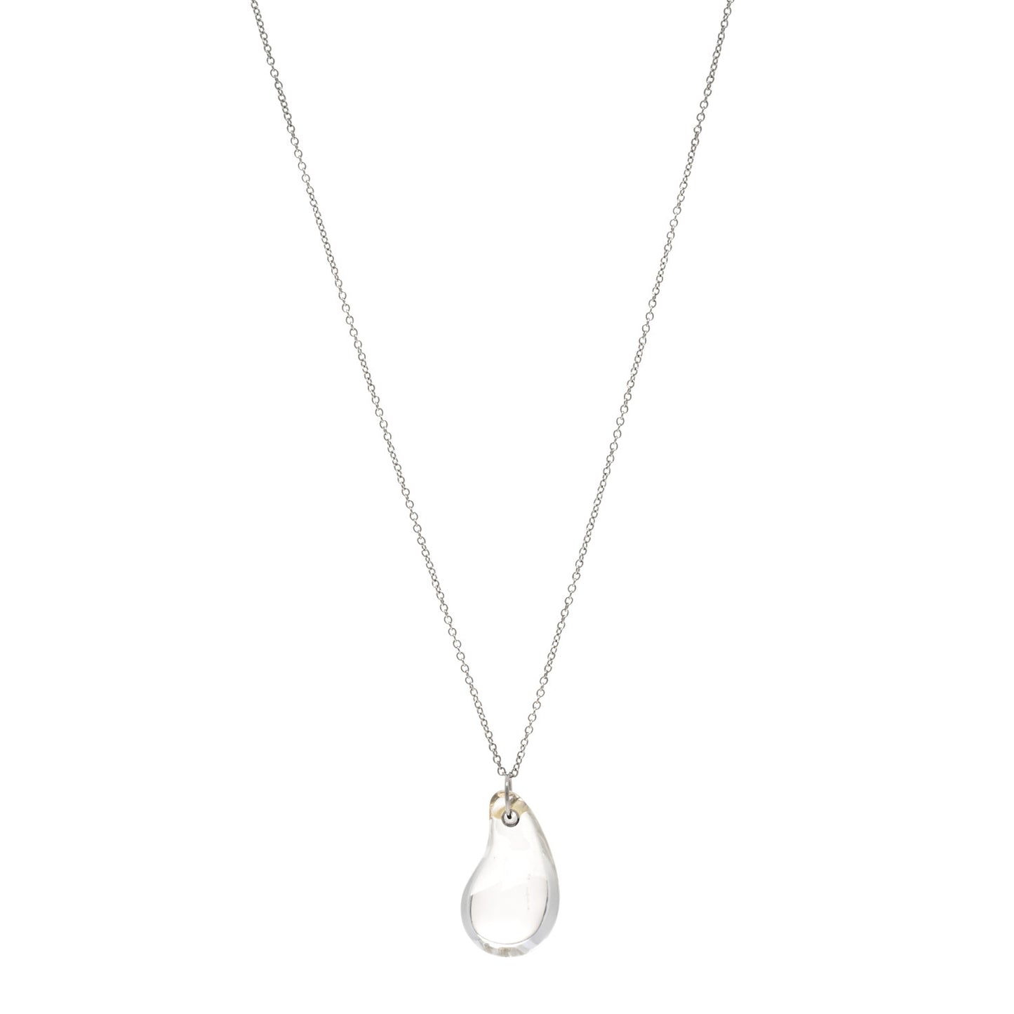 Platinum Crystal Elsa Peretti Teardrop Pendant Necklace