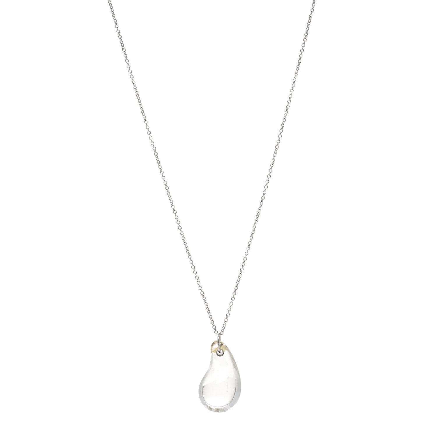 Tiffany Platinum Crystal Elsa Peretti Teardrop Pendant Necklace 1 of 5