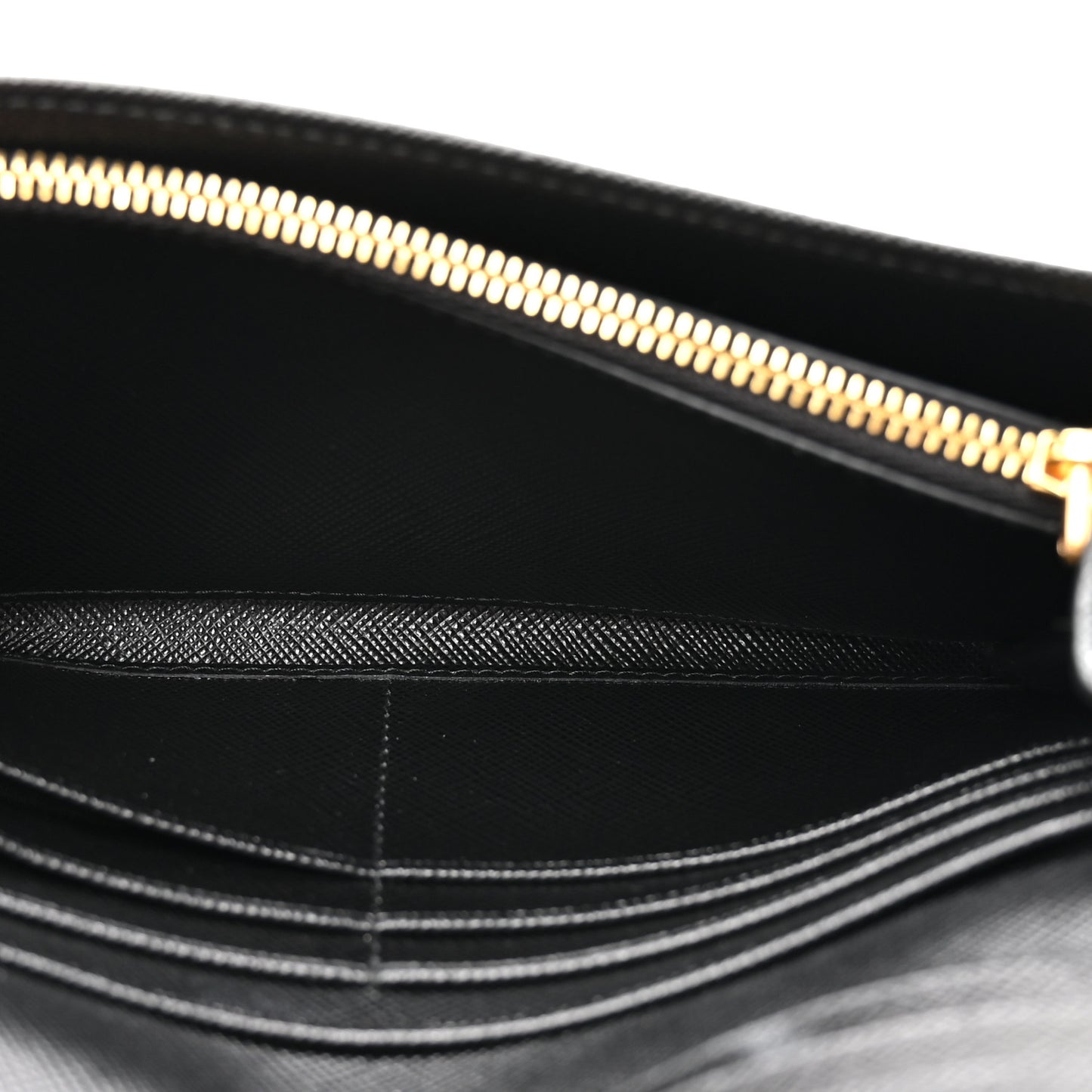Tessuto Saffiano Triangle Logo Continental Flap Travel Wallet Black