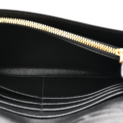 Prada Tessuto Saffiano Triangle Logo Continental Flap Travel Wallet Black 6 of 9