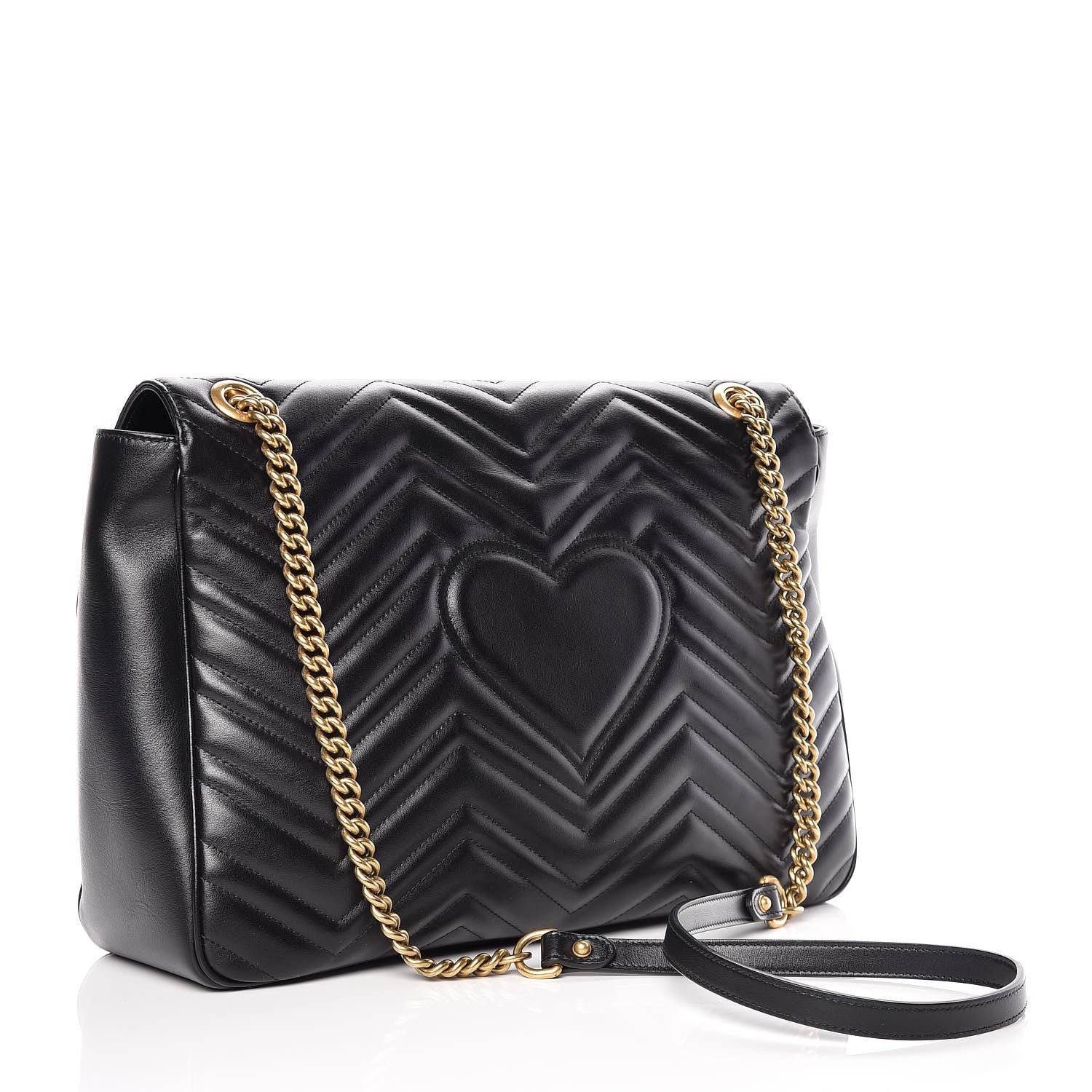 Gucci Calfskin Matelasse Large GG Marmont Shoulder Bag Black 4 of 11