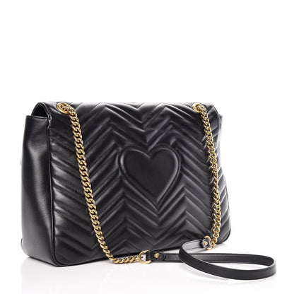 Gucci Calfskin Matelasse Large GG Marmont Shoulder Bag Black 4 of 11