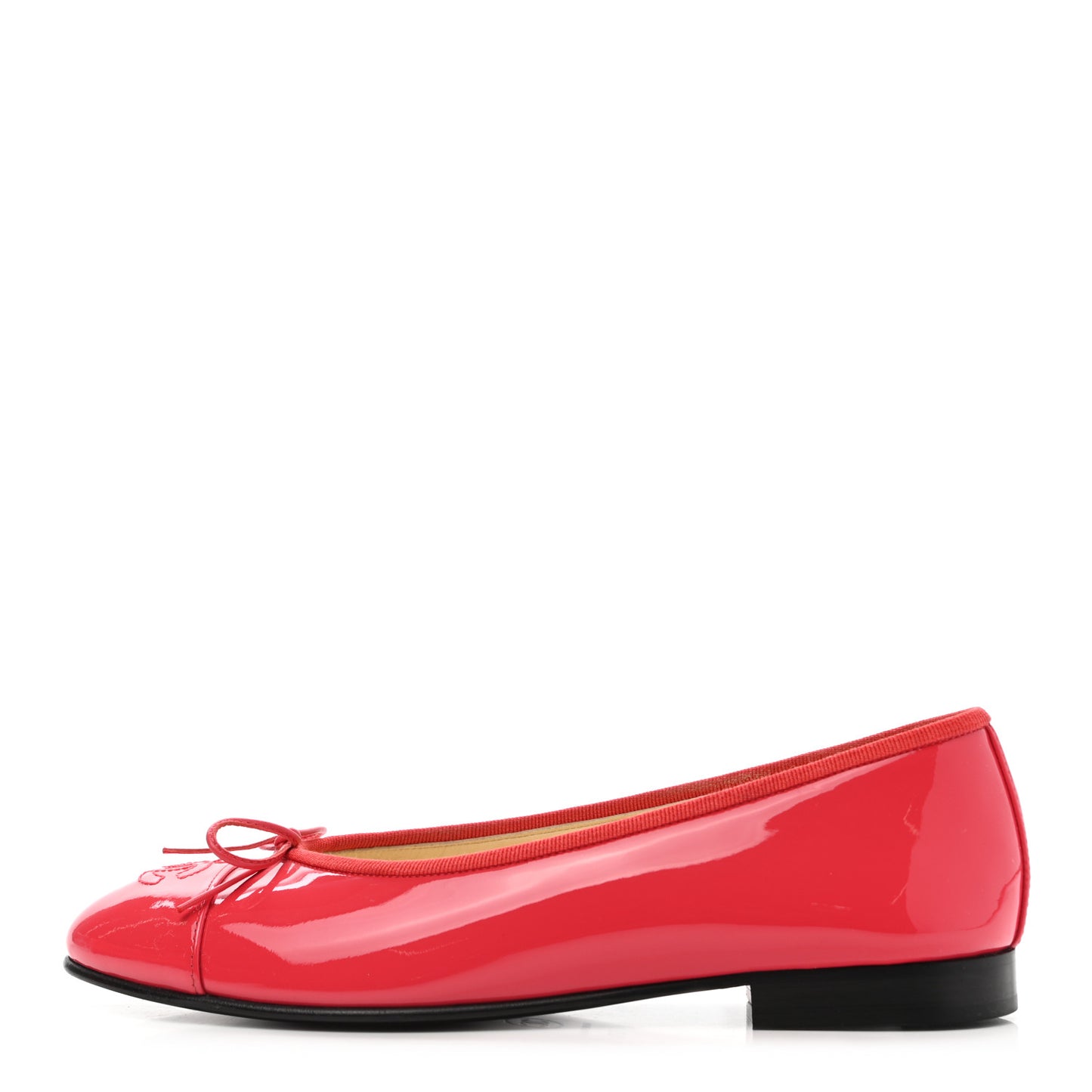 Patent Calfskin CC Cap Toe Ballerina Flats 37.5 Red