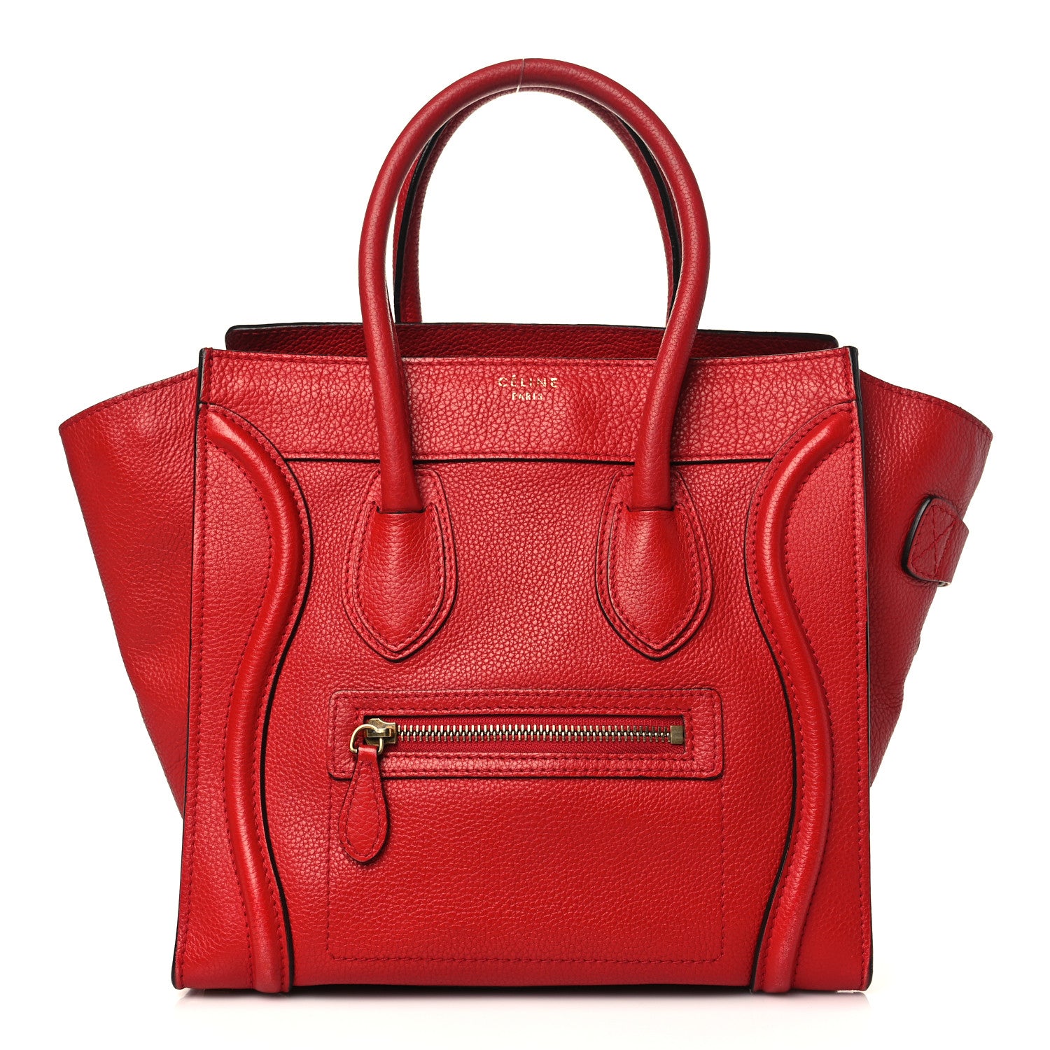 Celine Drummed Calfskin Micro Luggage Red 1 of 8