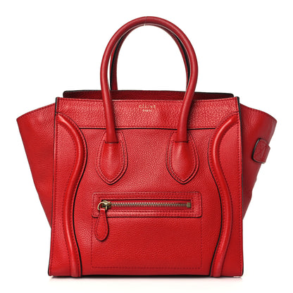 Celine Drummed Calfskin Micro Luggage Red 1 of 8