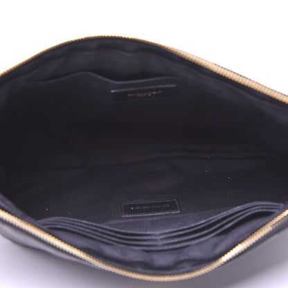 Saint Laurent Calfskin Matelasse Chevron Monogram Document Holder Black 5 of 12