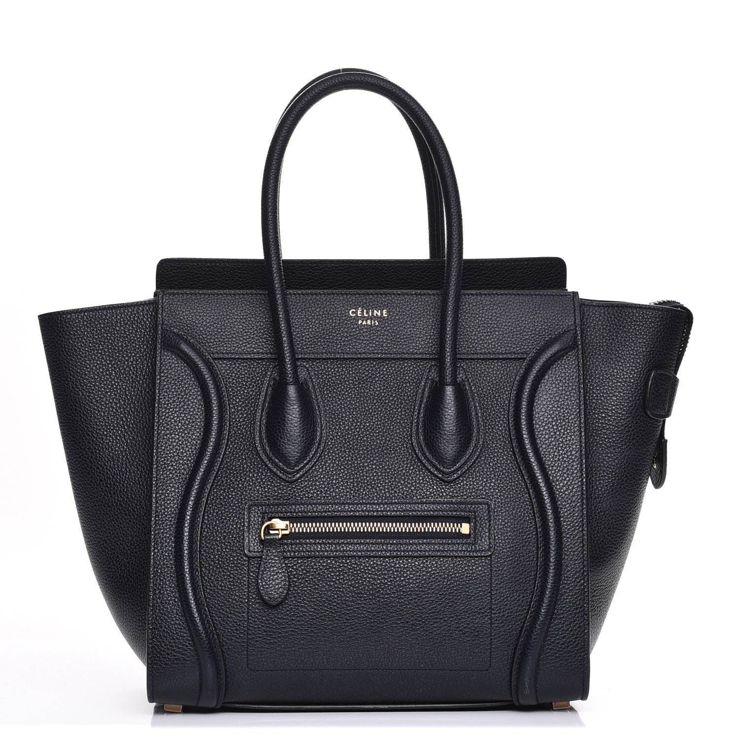 Celine Drummed Calfskin Micro Luggage Midnight 1 of 10