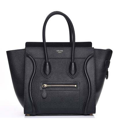Celine Drummed Calfskin Micro Luggage Midnight 1 of 10