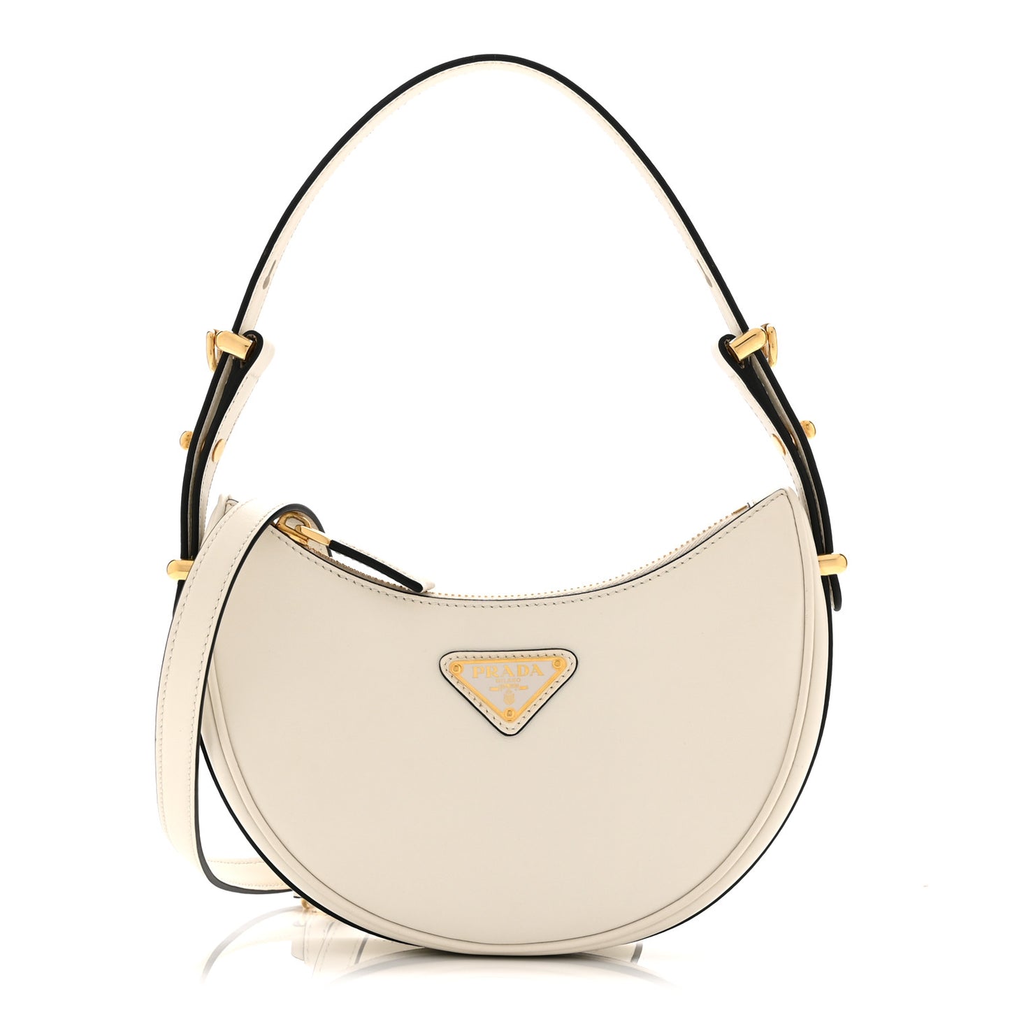 Soft Calfskin Mini Arque Shoulder Bag White