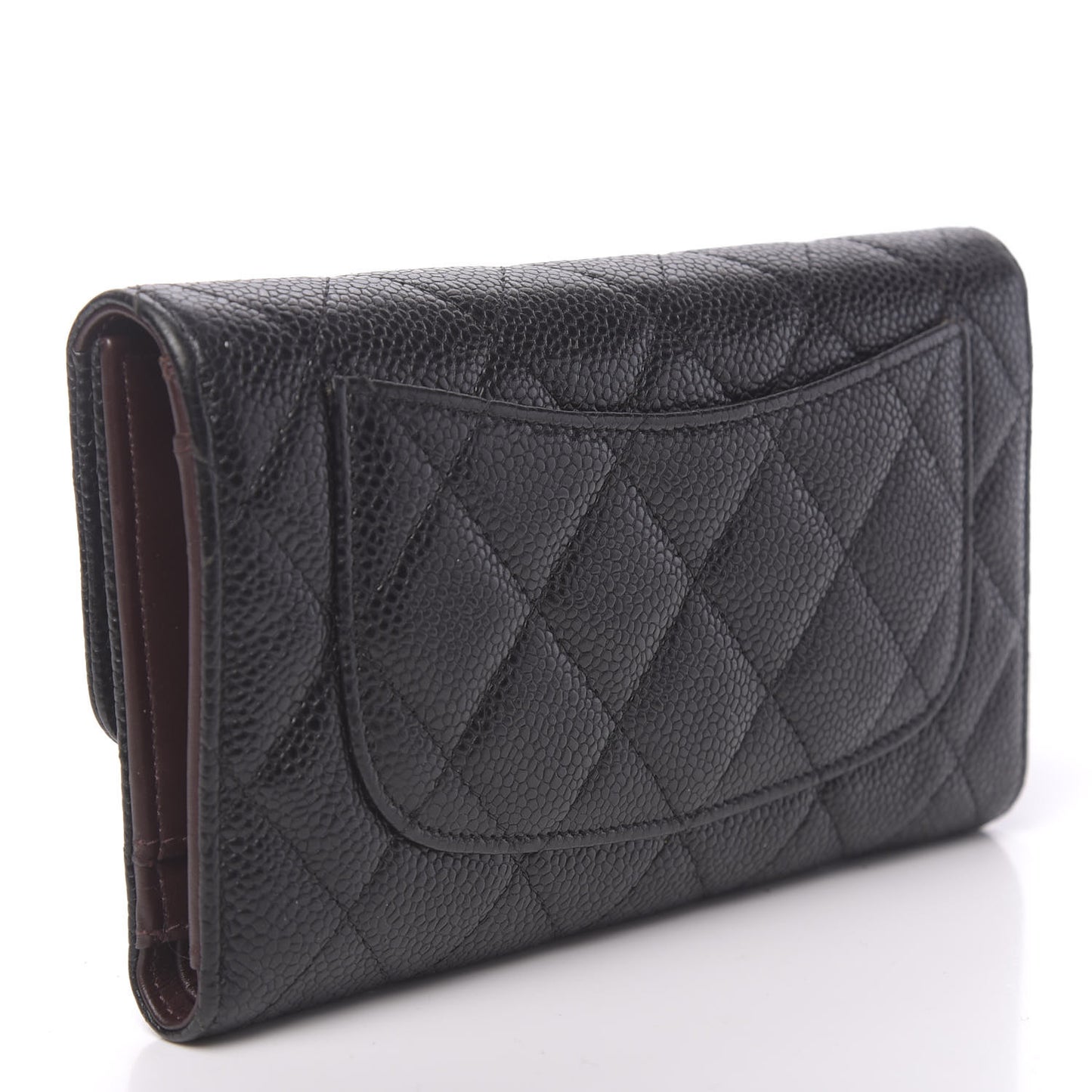 Caviar Quilted Large Flap Wallet Black