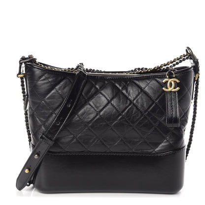 Chanel Aged Calfskin Quilted Medium Gabrielle Hobo Black 1 of 11