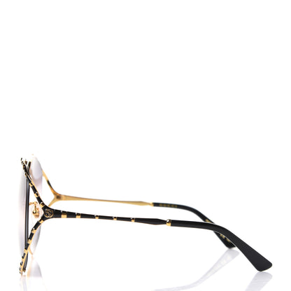 Gucci Metal Round Frame GG0595S Sunglasses Gold Black 3 of 9