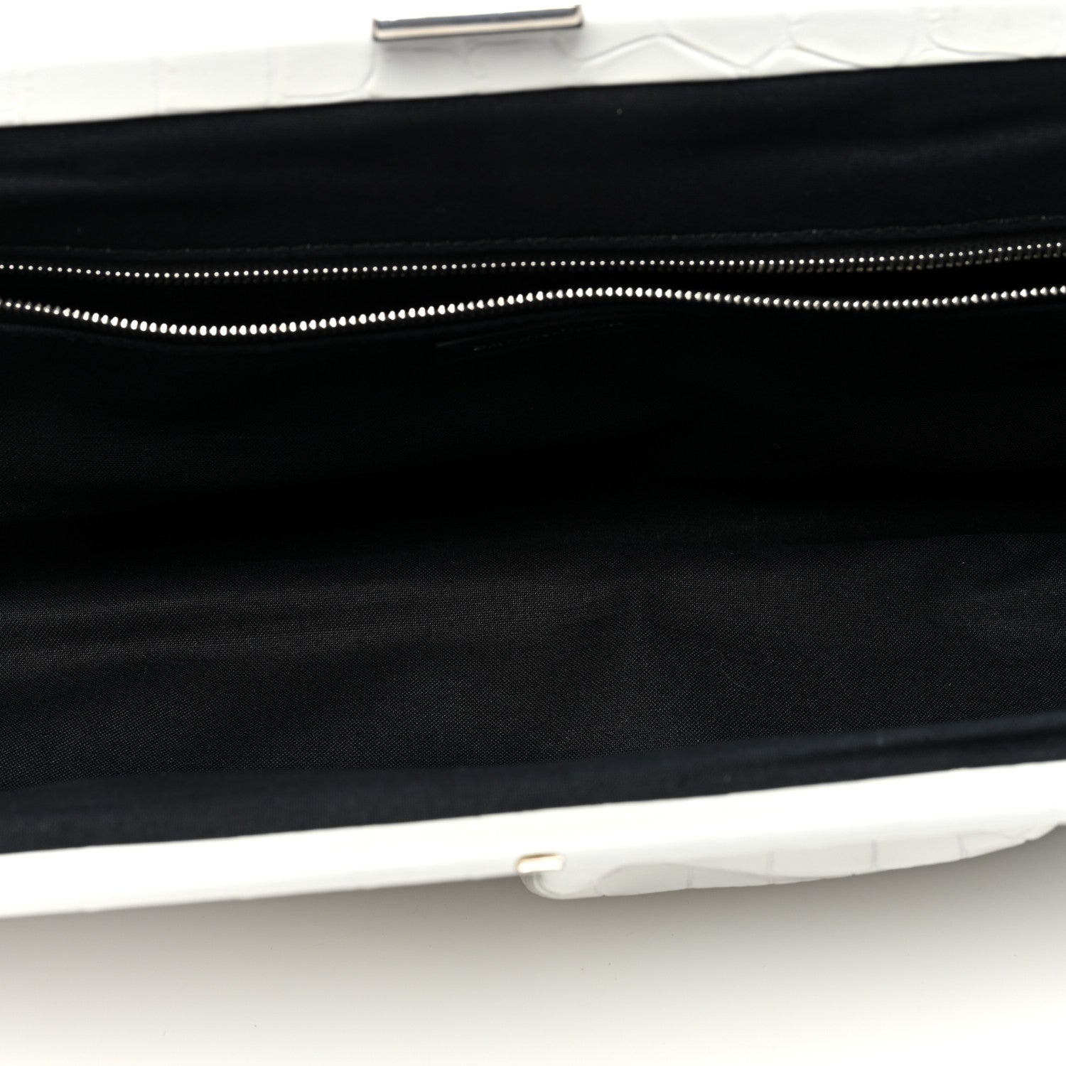 Balenciaga Shiny Supple Calfskin Logo Crocodile Embossed XL Cloud Clutch White 4 of 11