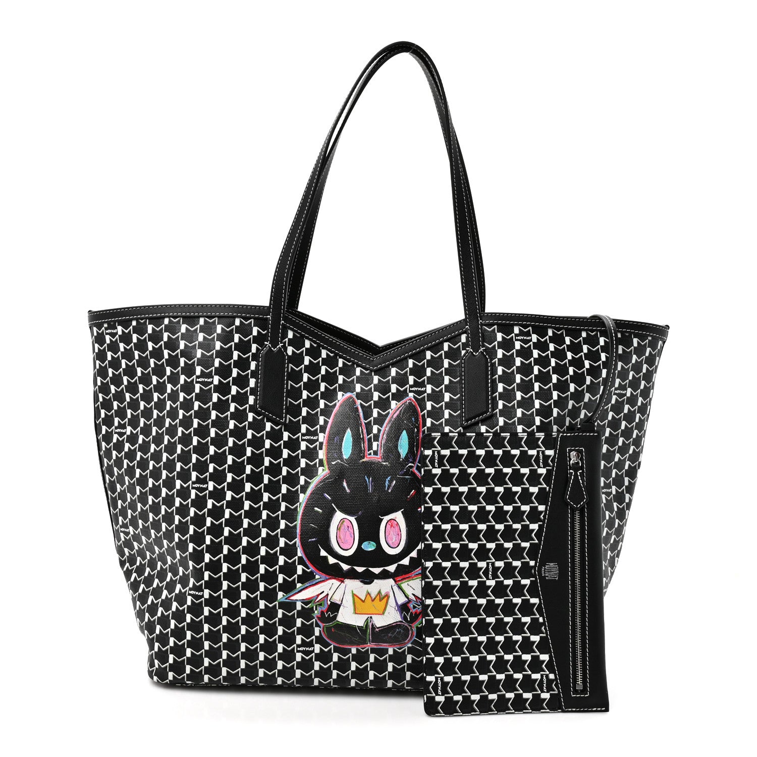 Moynat X KASING LUNG Calfskin Canvas M Labubu Tote GM Black 3 of 11
