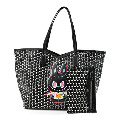 Moynat X KASING LUNG Calfskin Canvas M Labubu Tote GM Black 3 of 11