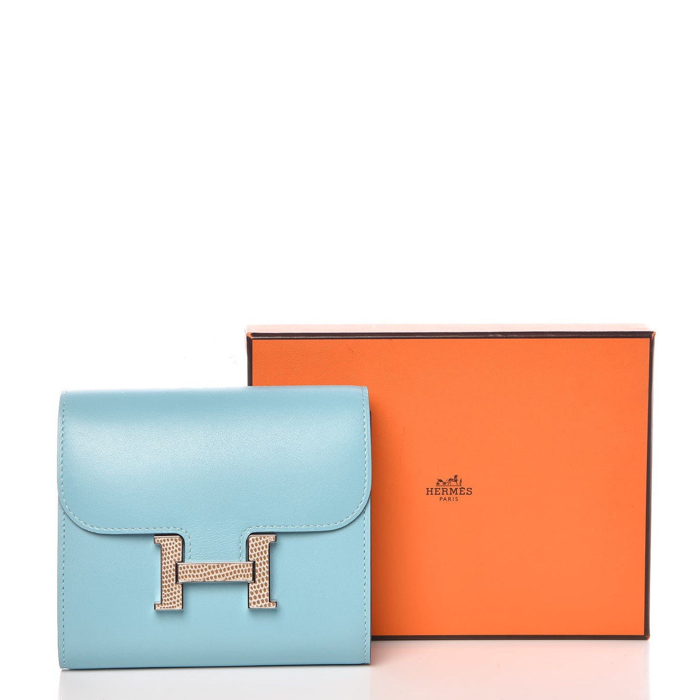 Tadelakt Lizard Constance Short Wallet Bleu Atoll Ficelle