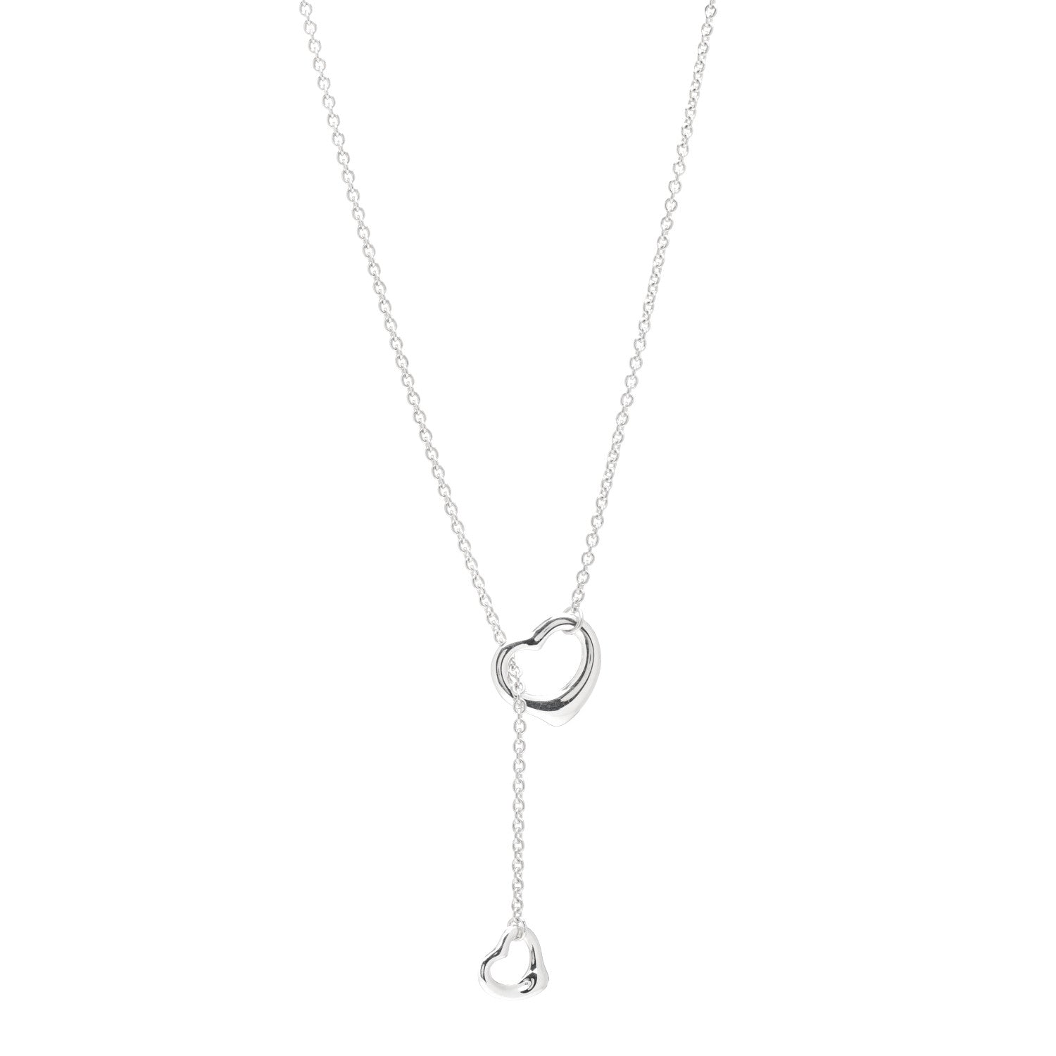 Tiffany Sterling Silver Elsa Peretti Open Heart Lariat Necklace 1 of 4