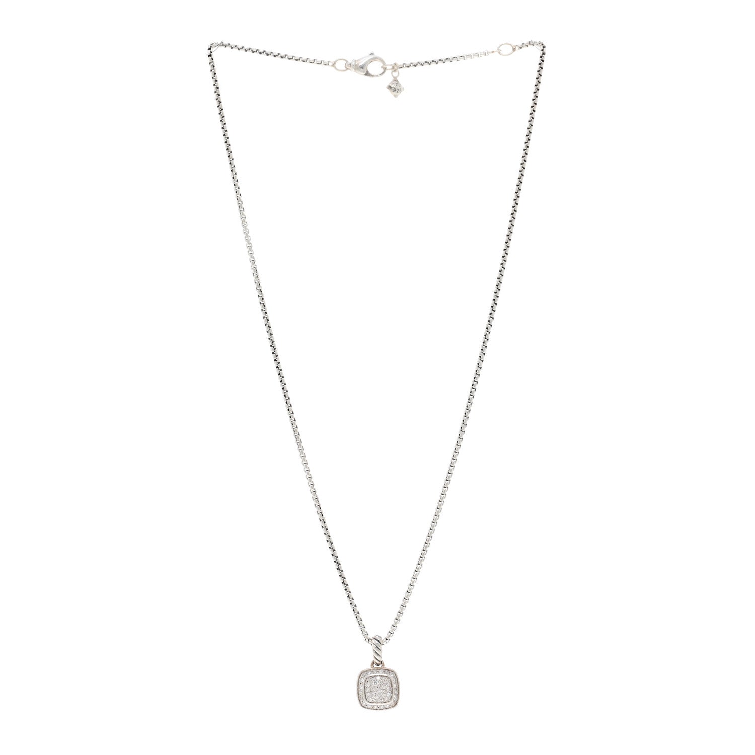 David Yurman Sterling Silver Diamond Pave 7mm Petite Albion Pendant Necklace 3 of 4