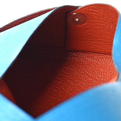 Hermes Chevre Mysore Verso Calvi Card Case Bleu Frida Cuivre 6 of 13