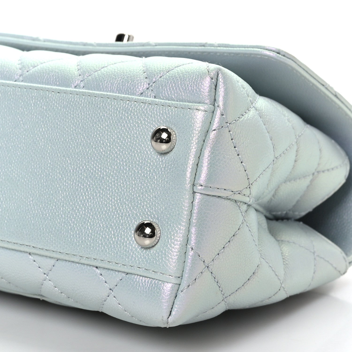 Chanel Iridescent Caviar Quilted Mini Coco Handle Flap Light Blue 9 of 9