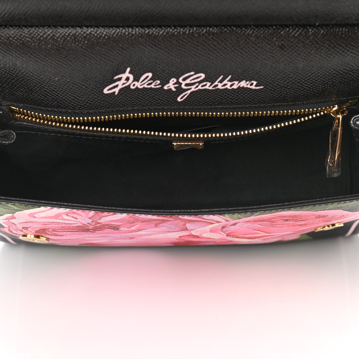 Dauphine Rose Print Medium Miss Sicily Satchel Black