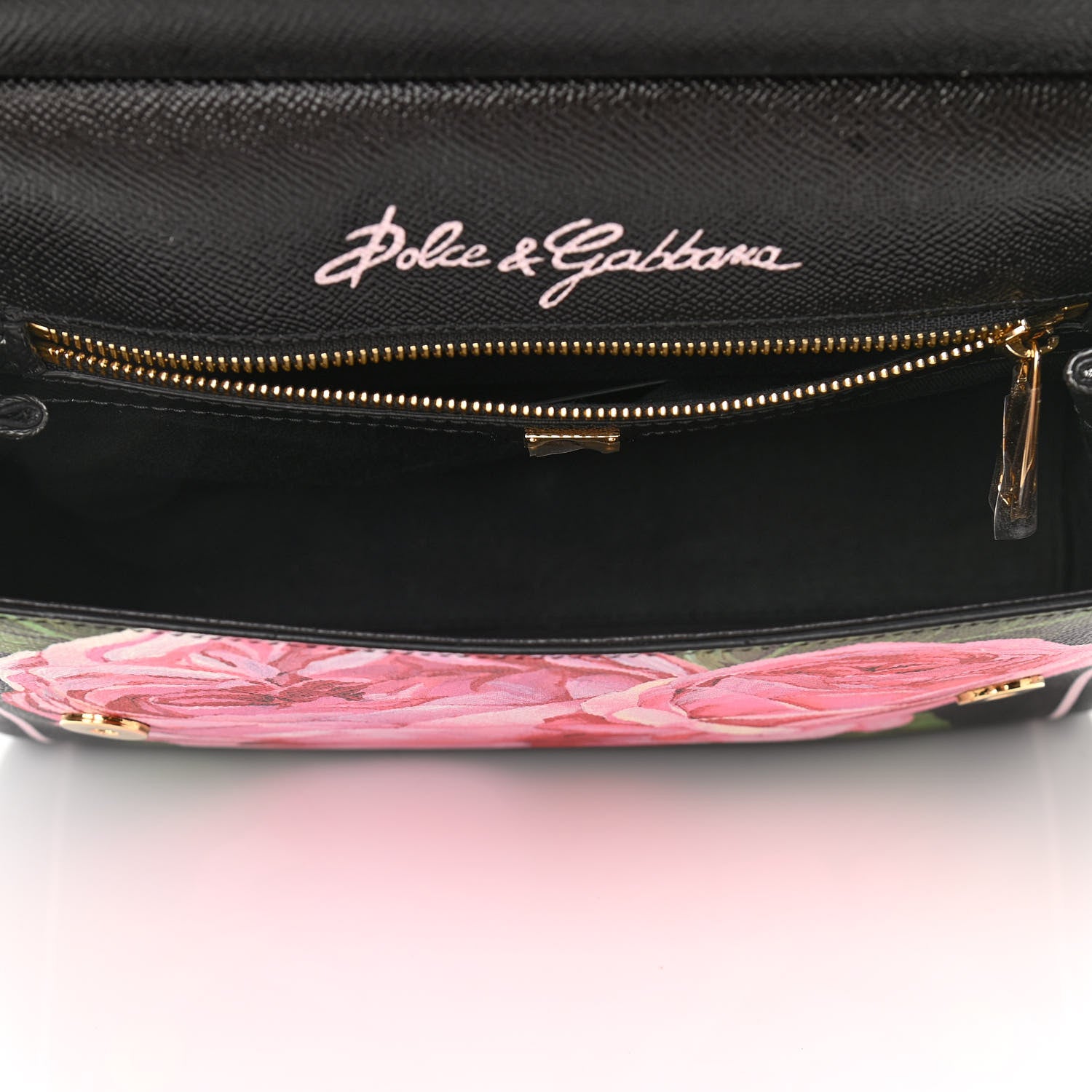 Dolce & Gabbana Dauphine Rose Print Medium Miss Sicily Satchel Black 5 of 10